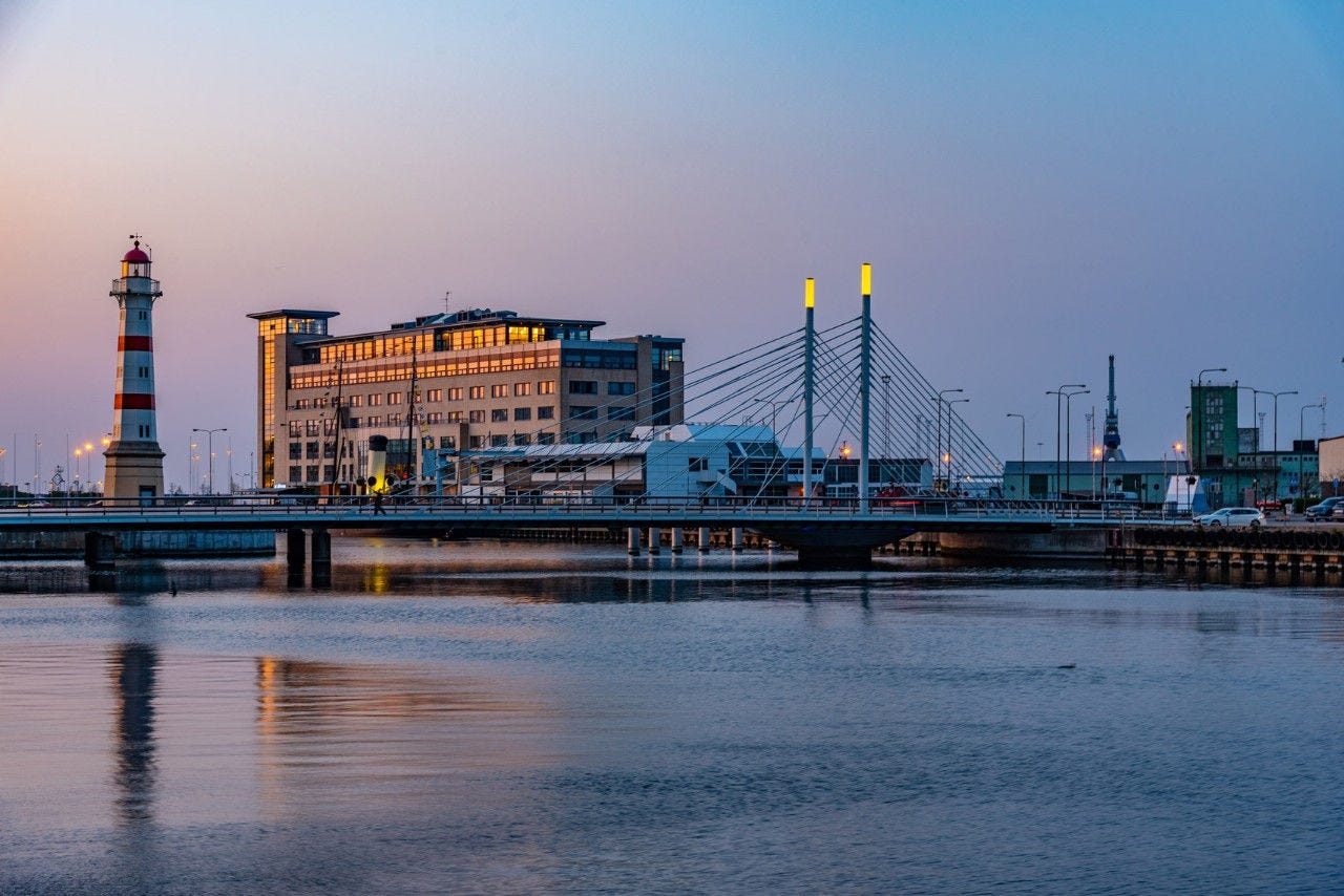 sunset view of port of Malmo, Sweden